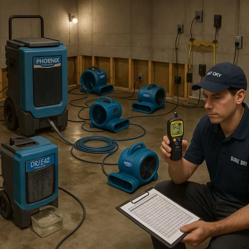 Structural Drying and Dehumidification process in Mapleton, IA